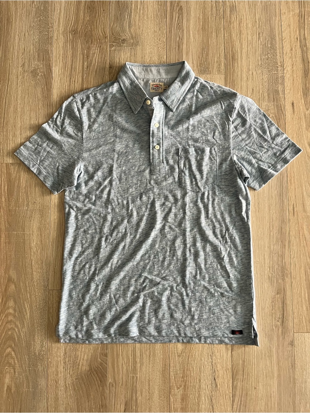 Faherty Men's Short-Sleeve Heather Polo Light Blue - Size Medium